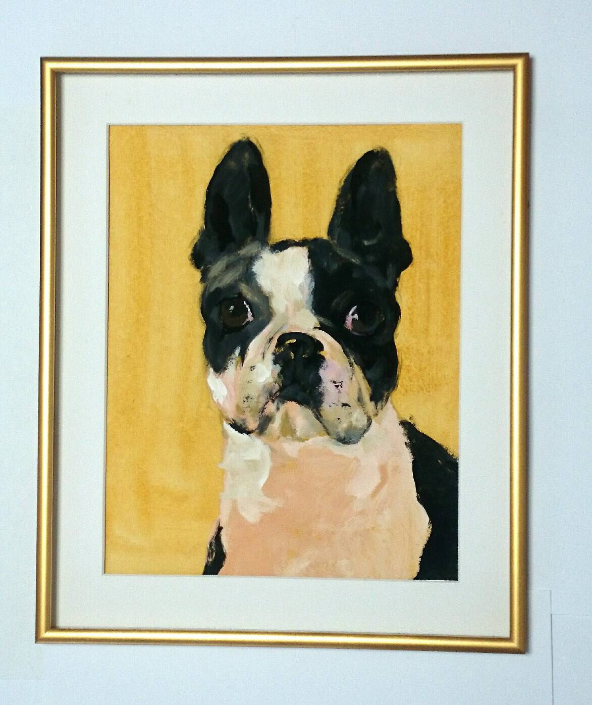 犬の似顔絵art Board ペットメモリアル 思い出のペット 作家wattin アートなペットの似顔絵や作品ならkeytosmile